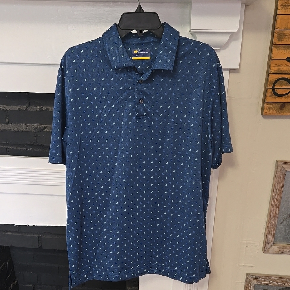 Jack Nicklaus Rain Drops Blue Polo Shirt - Picture 1 of 10